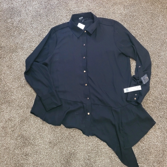 Black Asymmetrical blouse - Picture 1 of 2